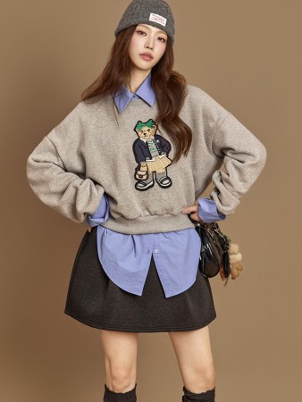 E4047 小熊加絨運動服 Korea