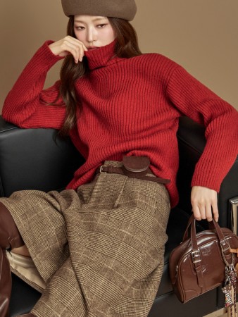 E4049 高领螺纹针织衫 Korea