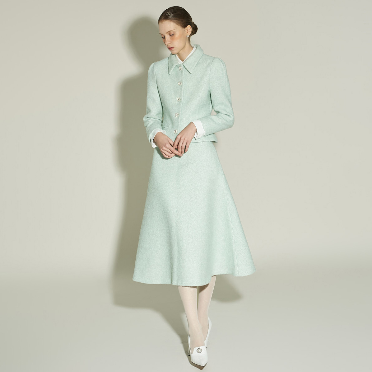 D5406 夾克裙羊毛两件套