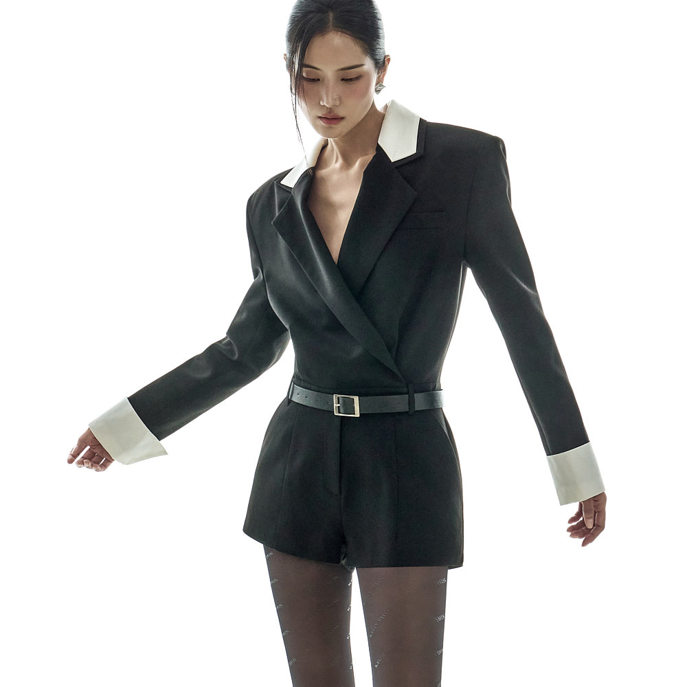 JS9026 合身定製 腰帶 連體褲