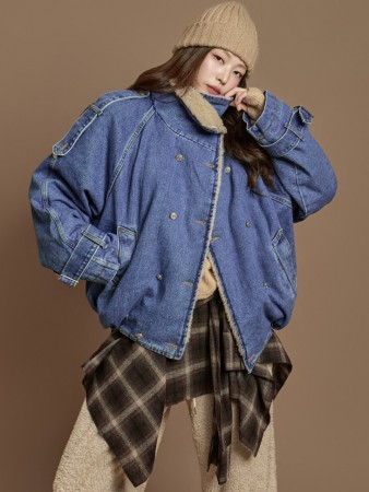 J3025 圓圈 牛仔 毛衣外套 Korea