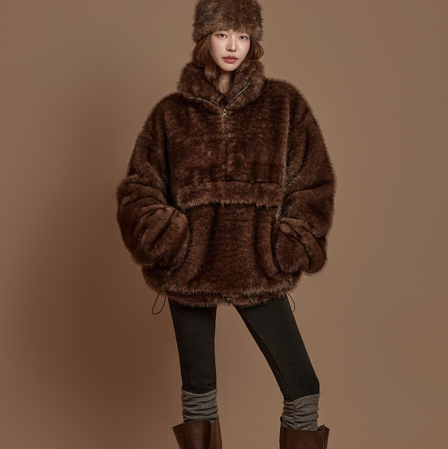 E9038 人造 皮草 防风 上衣