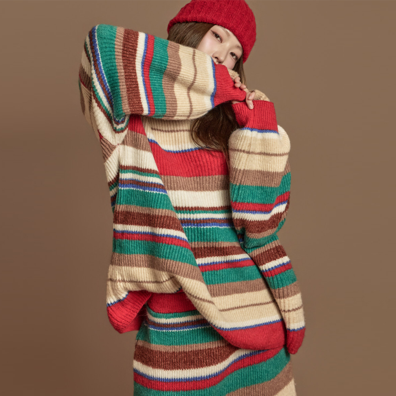 E4061 條紋 拼色 針織