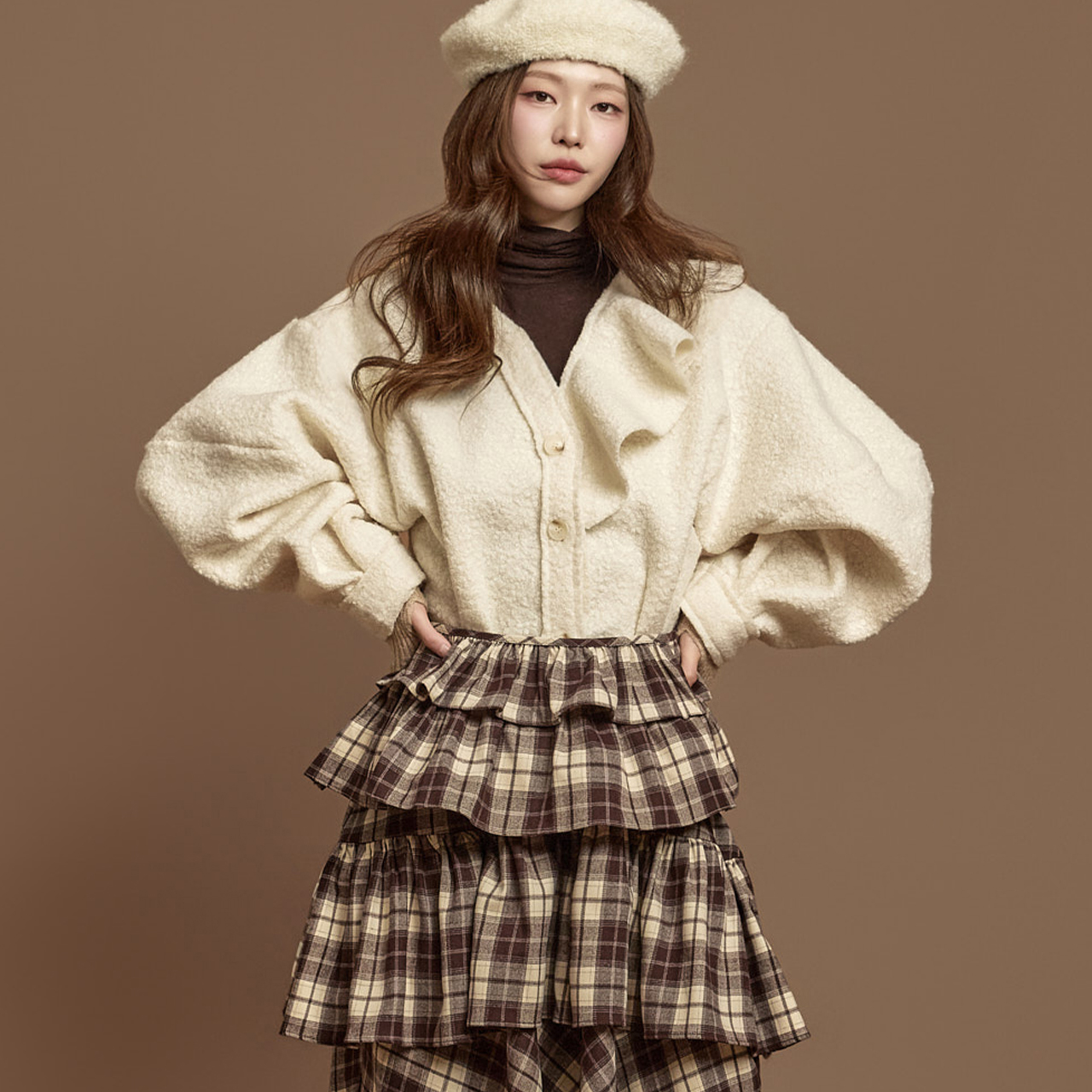 B3151 特里包钮扣雪紡衫