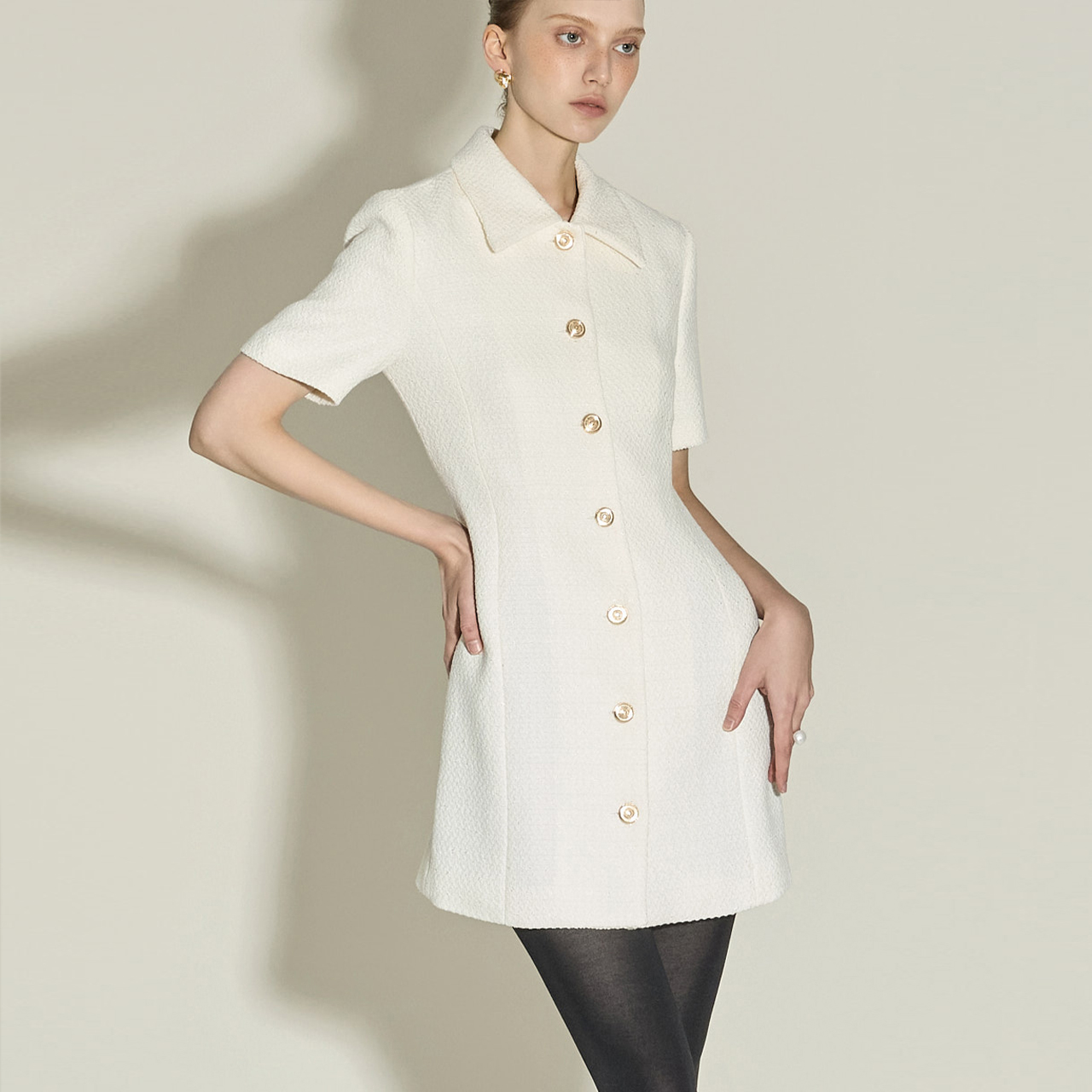 D5432 花呢 迷你 連衣裙