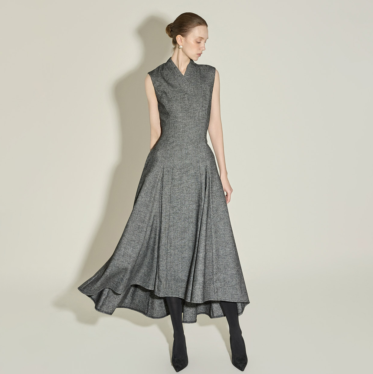 D9575 百褶 羊毛 連衣裙