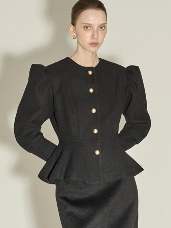 J3047 泡泡袖 荷叶边 夾克 Korea