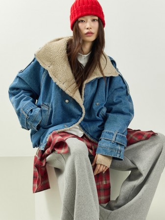 J3025 圓圈 牛仔 毛衣外套 Korea