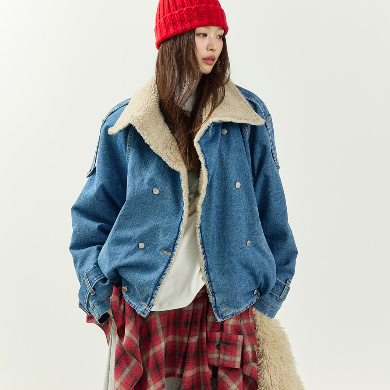 J3025 圓圈 牛仔 毛衣外套