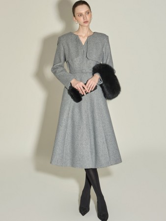 D5427 腰帶 组合 披肩 連衣裙 Korea