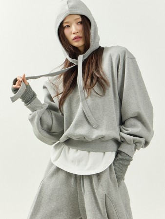 E4081 帶帽 组合 加絨 運動服 Korea