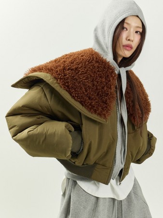 J3061 闊腿 领 羽絨服 毛衣外套 Korea