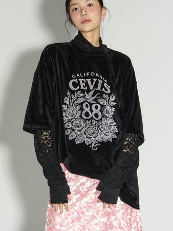 E4068 层叠式 印刷 上衣 Korea