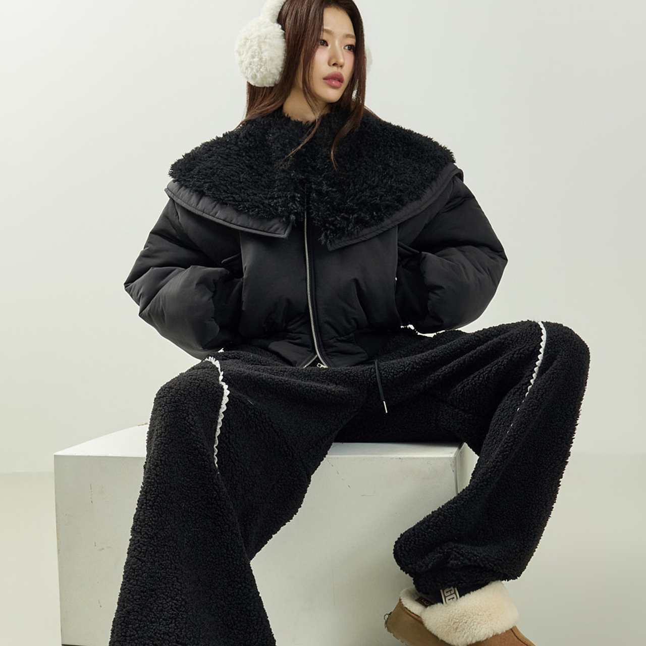 J3061 闊腿 领 羽絨服 毛衣外套