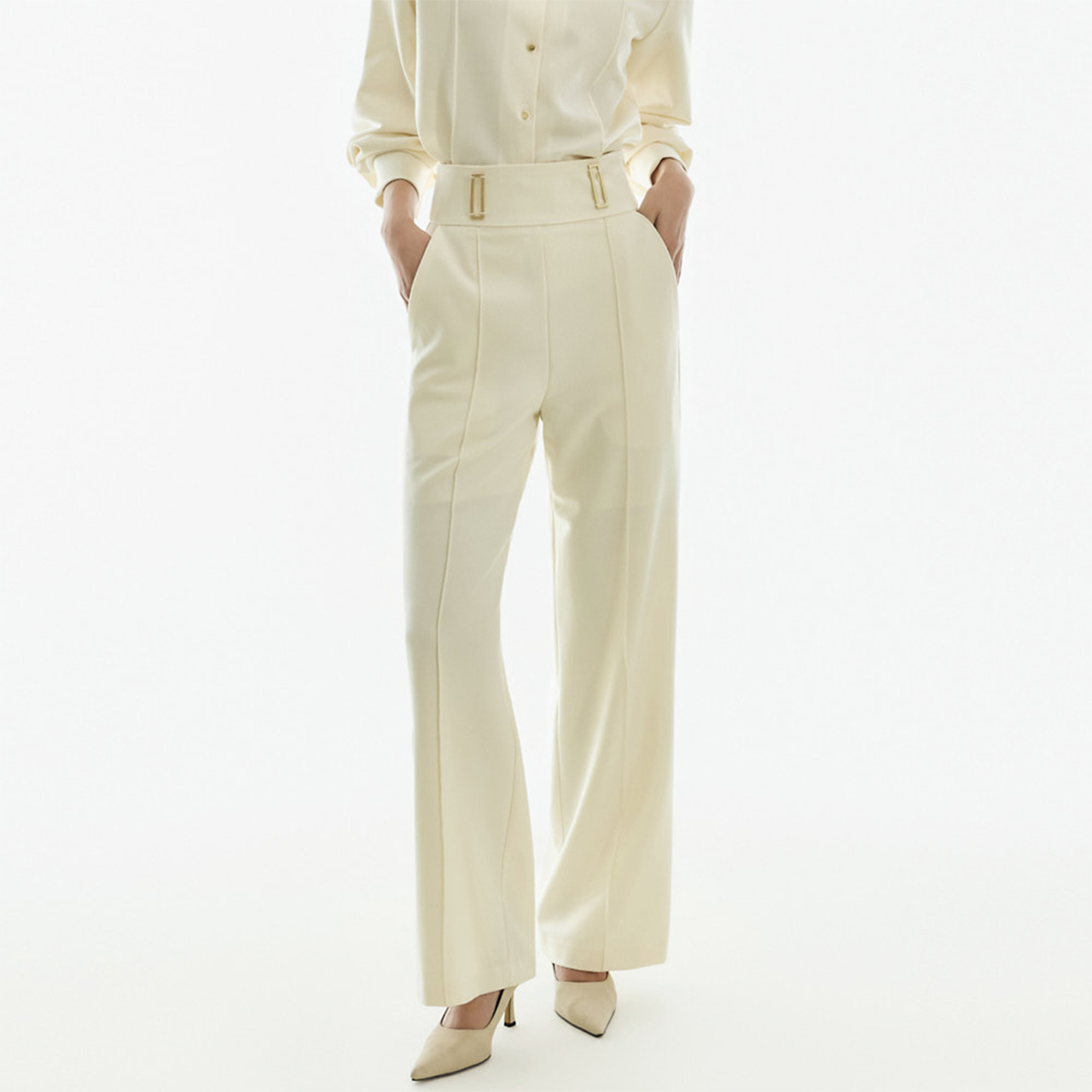 P3723 双 扣环 細褶 西褲