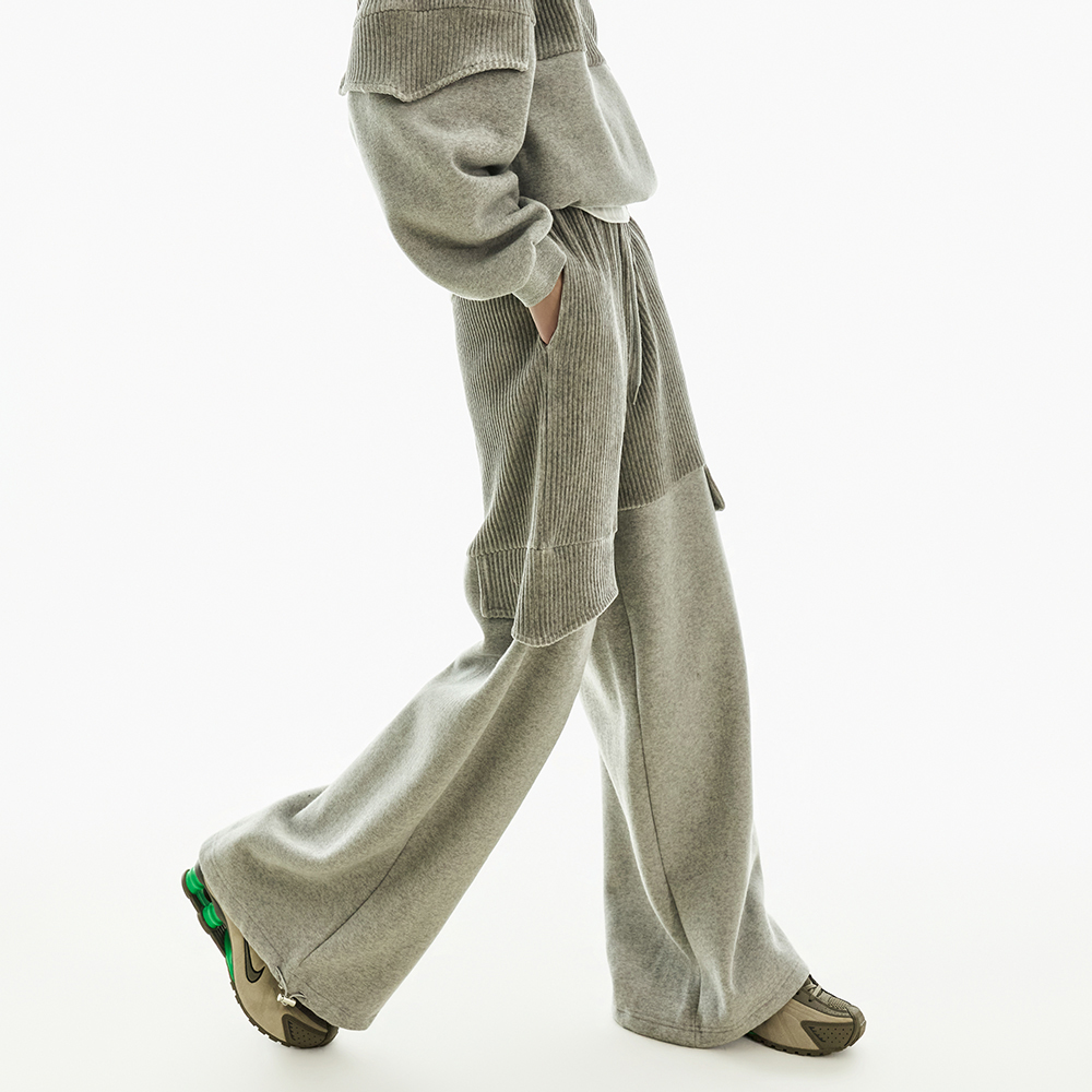 P3724 燈芯絨 加絨 拼色 運動服 褲子