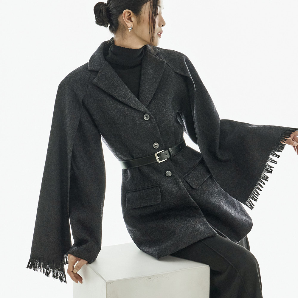 J9350 腰帶 组合 羊毛 大衣