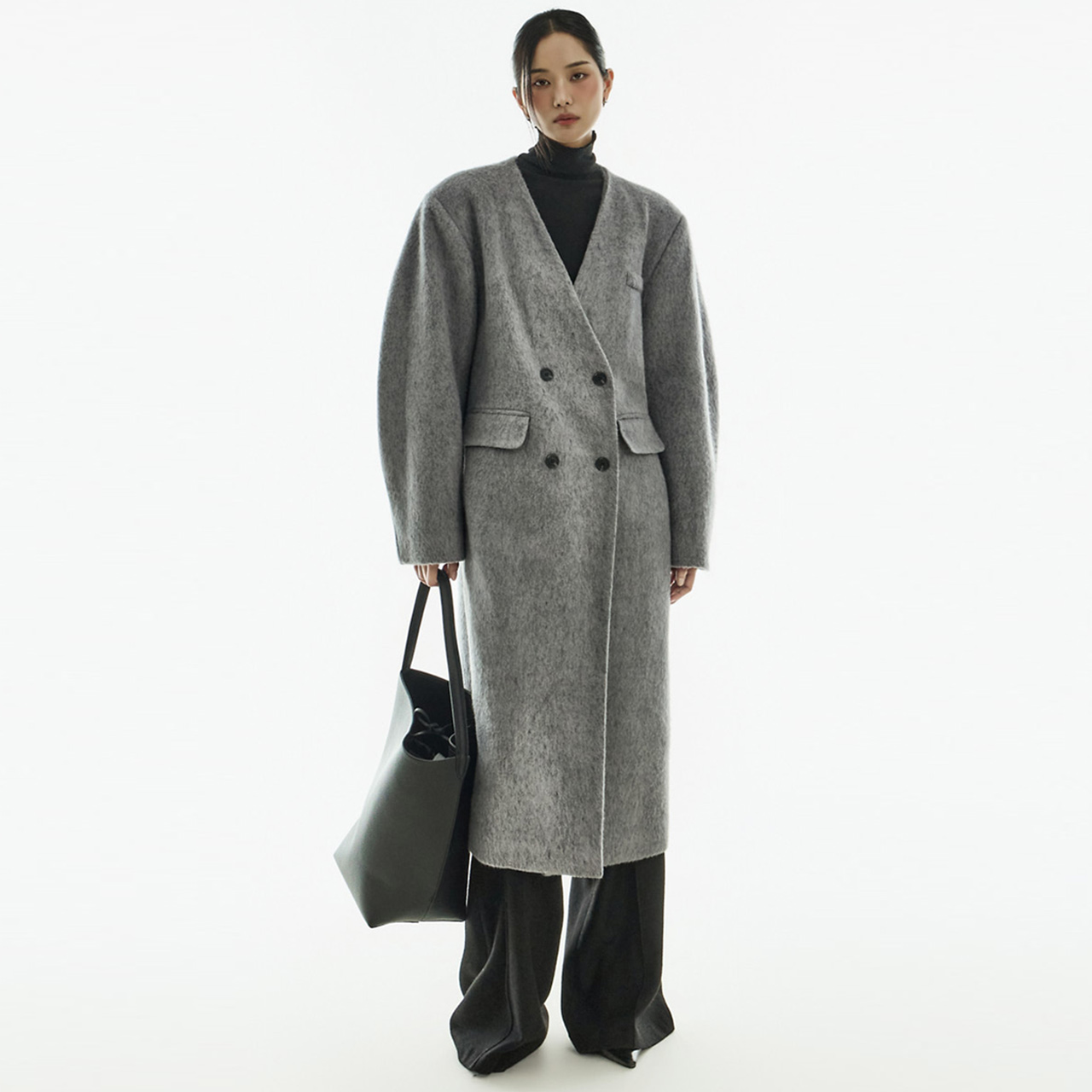 J3038 绑带 组合 无领 大衣