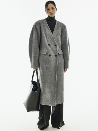 J3038 绑带 组合 无领 大衣 Korea