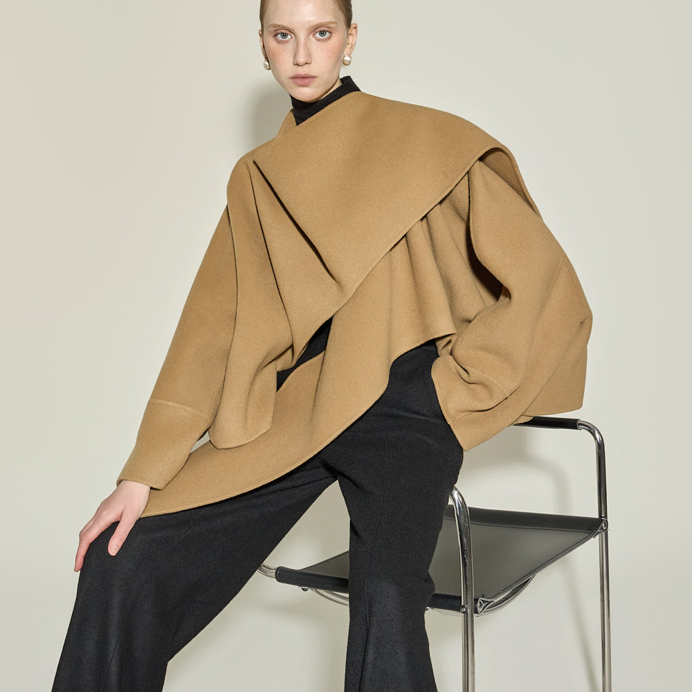 J3075 手工製作 不規則 羊毛 大衣