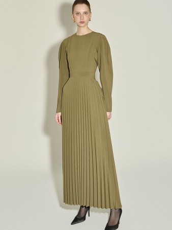 D9583 百褶 泡泡袖 連衣裙 Korea