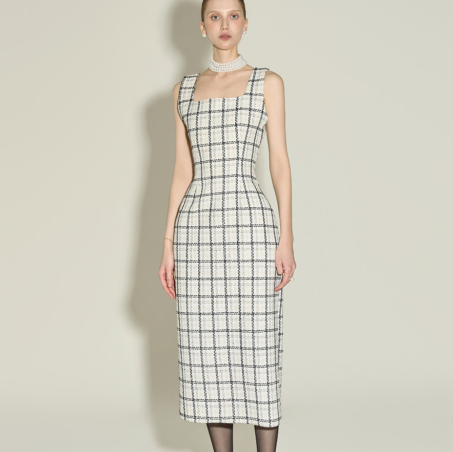 D5447 花呢  連衣裙