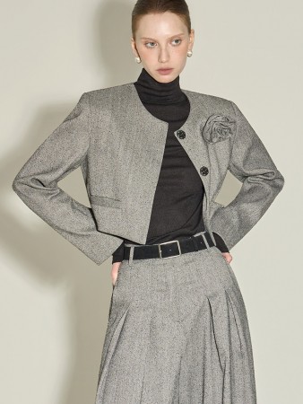 J3073 胸花 组合 夾克 Korea