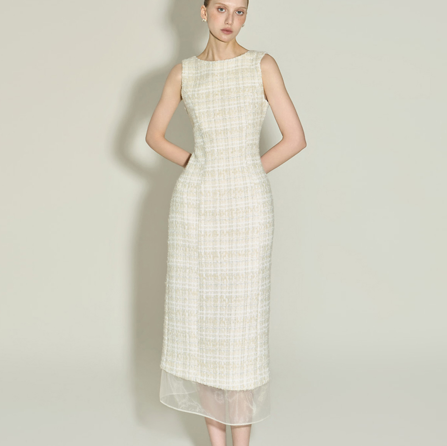 D5448 羊毛 花呢 連衣裙