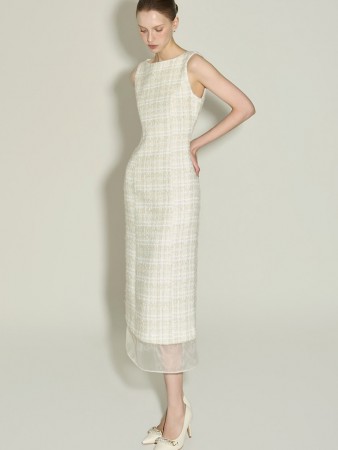 D5448 羊毛 花呢 連衣裙 Korea