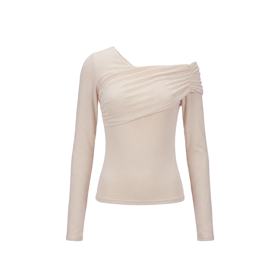 E4104 褶皱 露肩 上衣