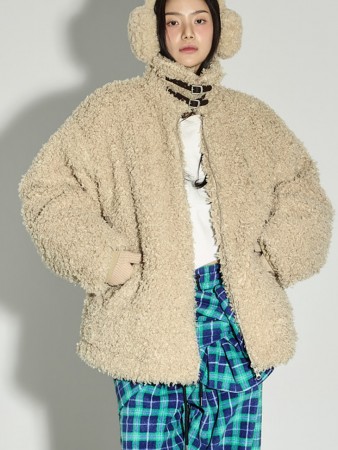 J3078 扣环加绒毛衣外套 Korea