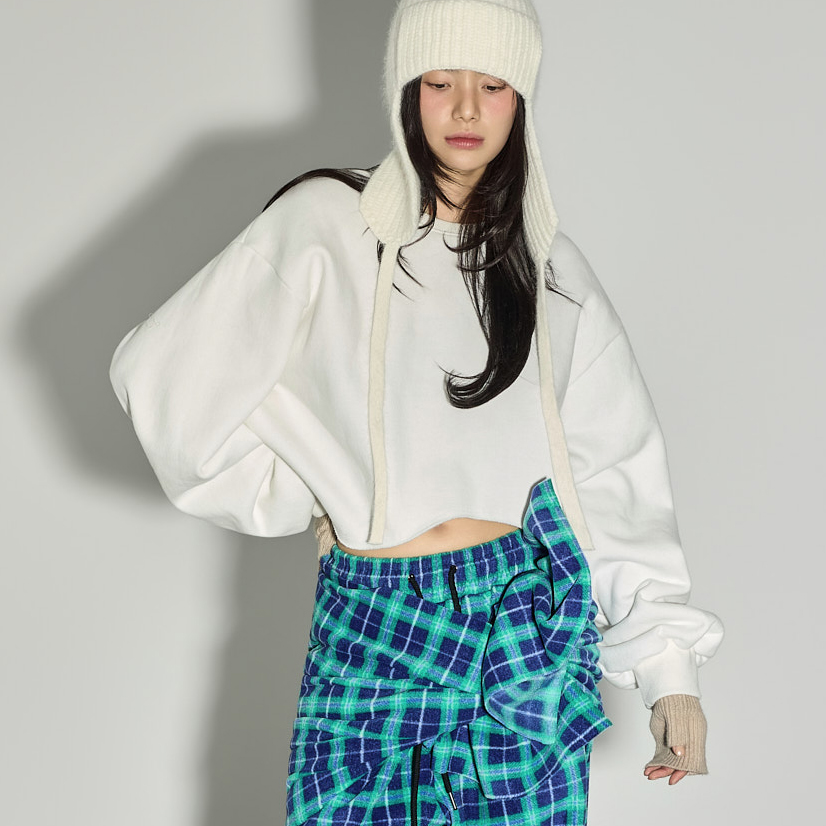 E4087 斜線 露脐 加絨 運動服