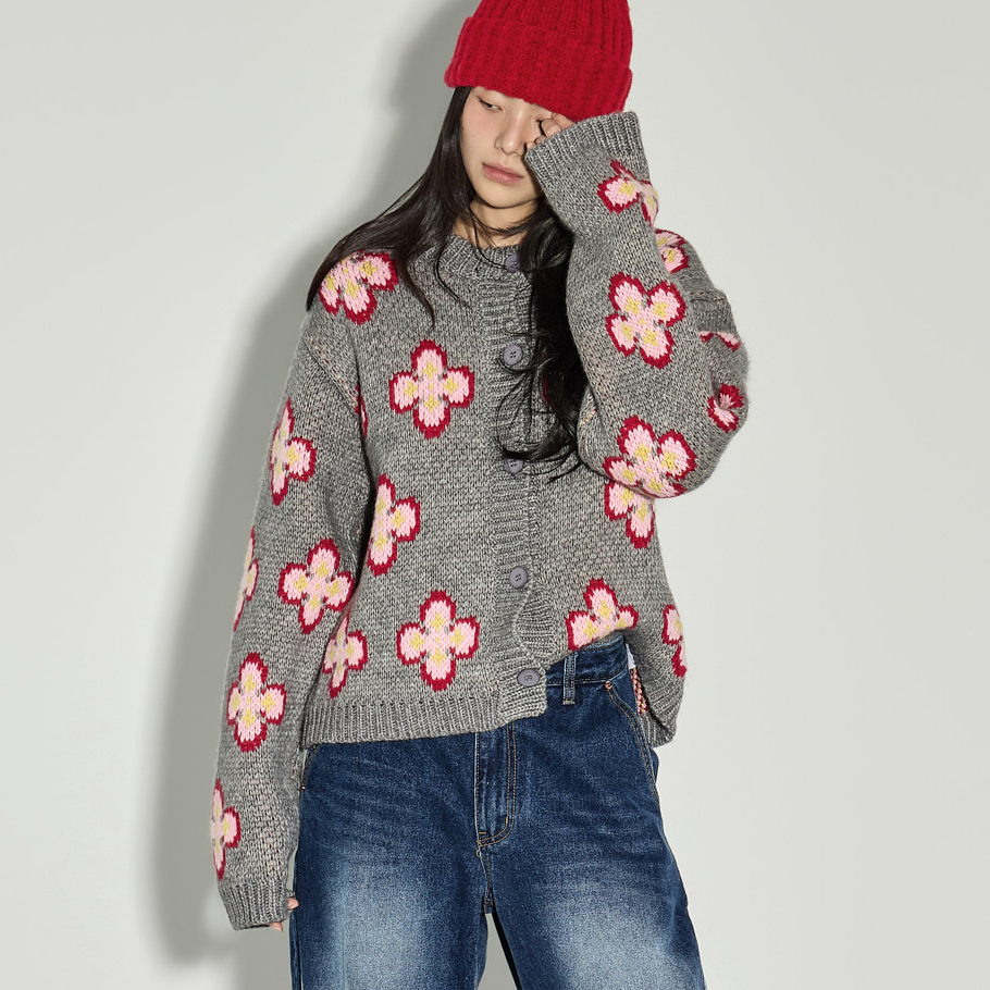 J3087 单色 花纹 開衫