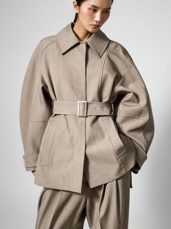 J3095 腰帶 组合 래글런 夾克 Korea