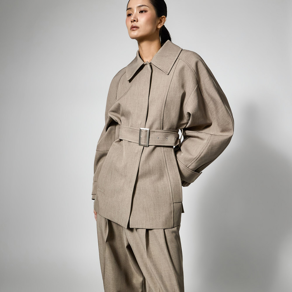 J3095 腰帶 组合 래글런 夾克