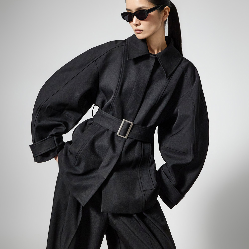 J3095 腰帶 组合 래글런 夾克